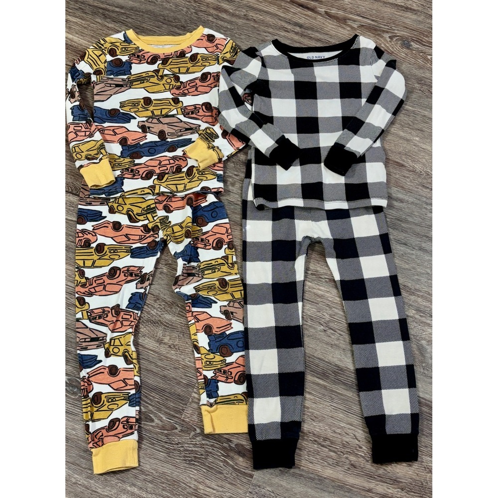 Carter's & Old Navy Pajama Bundle Cars Buffalo Plaid Cotton PJs Multi Boys 5T
